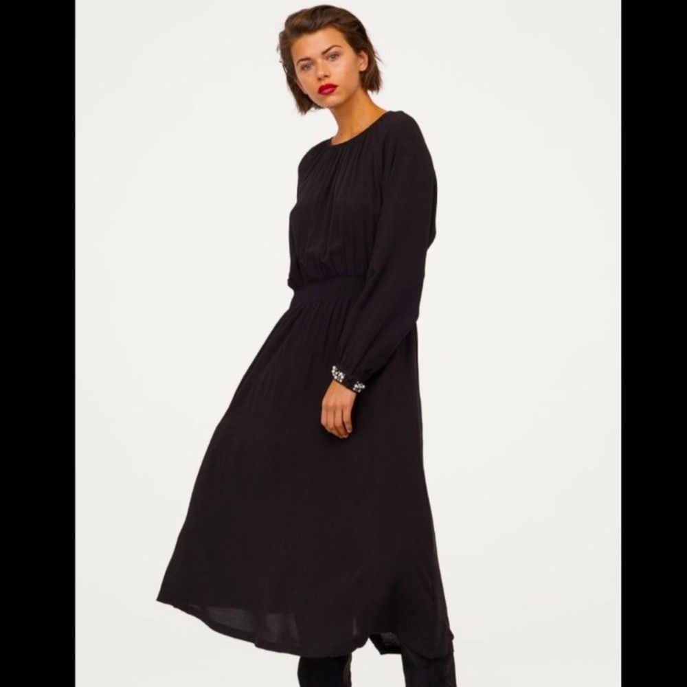H&M XL Black Maxi Dress with pearl details midi maxi classic elegant party
